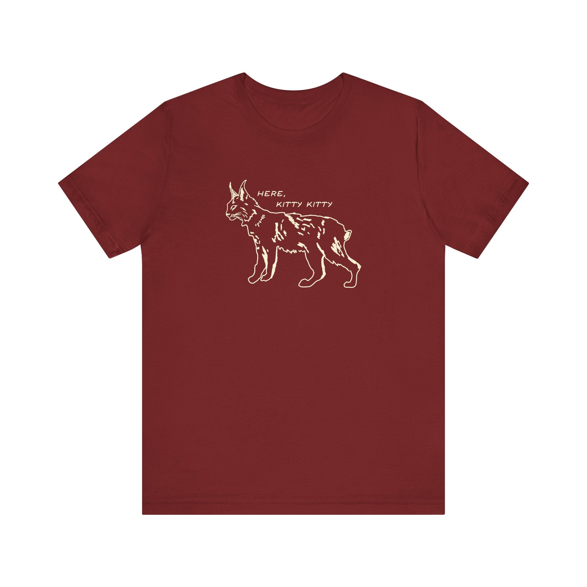 Here Kitty Kitty Unisex Tee, Bobcat T-Shirt, Funny Nature Tee, Gift for Wildlife Lovers, Cute Cat Apparel