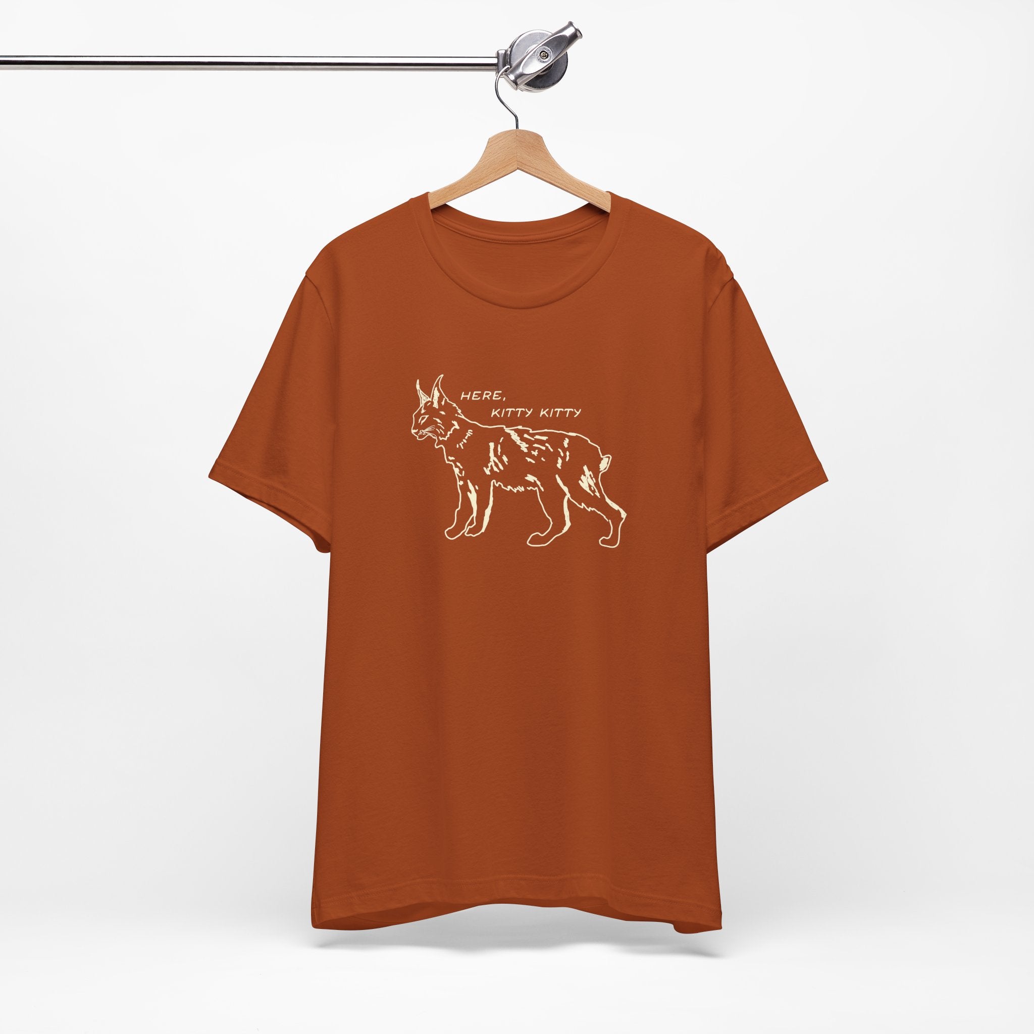 Here Kitty Kitty Unisex Tee, Bobcat T-Shirt, Funny Nature Tee, Gift for Wildlife Lovers, Cute Cat Apparel