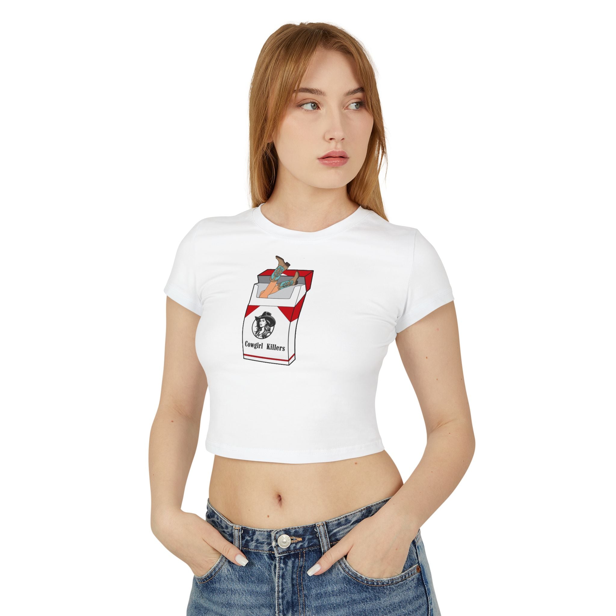 Cowgirl Killers Babydoll Tee, Trendy Women's Crop Top, Fun Summer Shirt, Gift for Her, Retro Style Tee