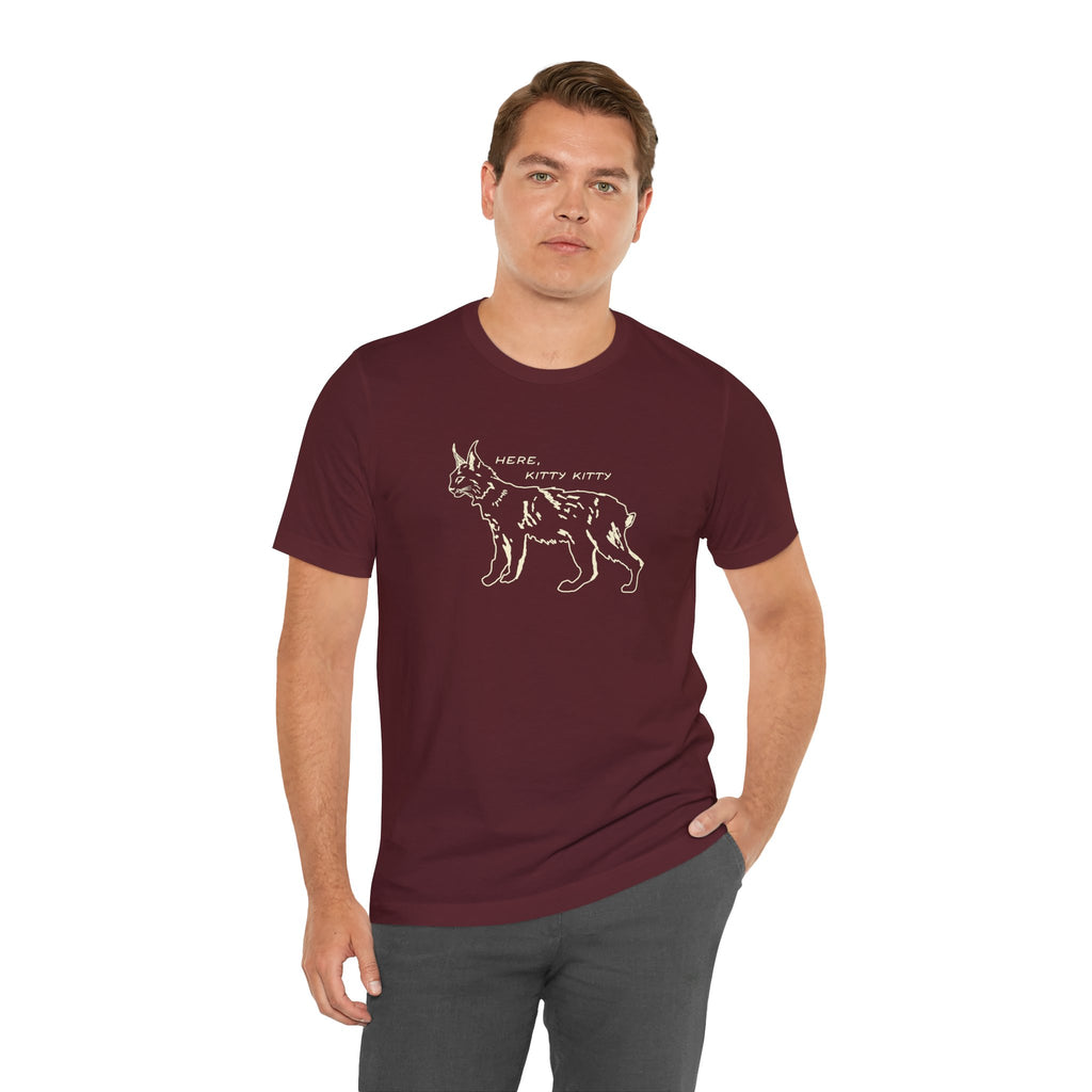 Here Kitty Kitty Unisex Tee, Bobcat T-Shirt, Funny Nature Tee, Gift for Wildlife Lovers, Cute Cat Apparel