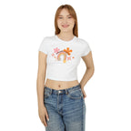 Colorful Rainbow Graphic Women's Baby Tee, Cute Cropped Top, Retro Floral Apparel, Summer Festival Shirt, Birthday Gift