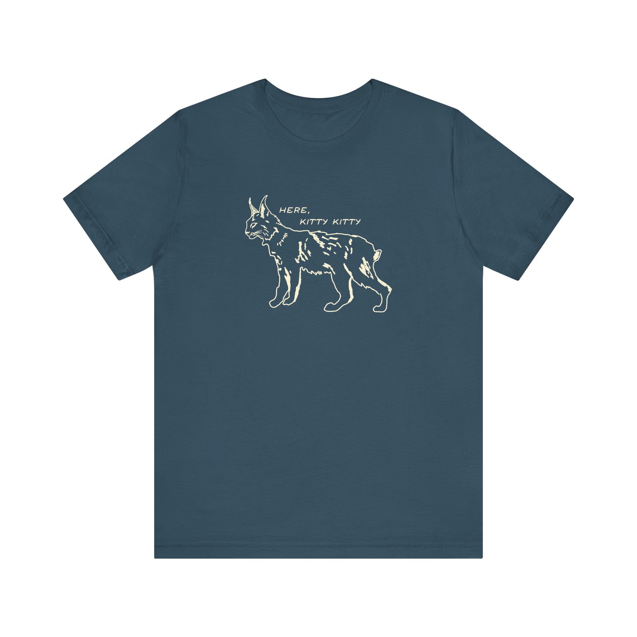Here Kitty Kitty Unisex Tee, Bobcat T-Shirt, Funny Nature Tee, Gift for Wildlife Lovers, Cute Cat Apparel