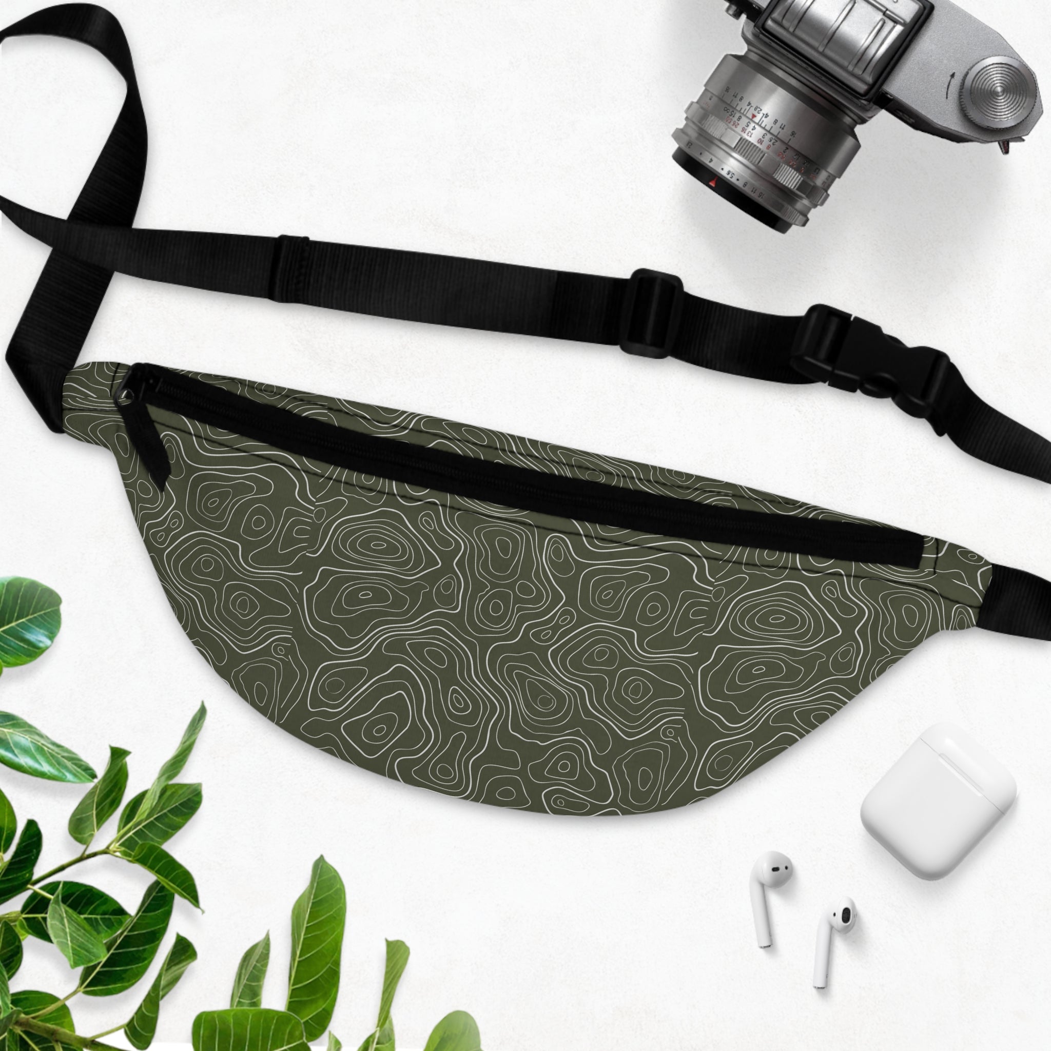 Topographic Lines Adventure Fanny Pack, Perfect for Hiking, Festivals, Travel, Outdoor Activities, Everyday Use