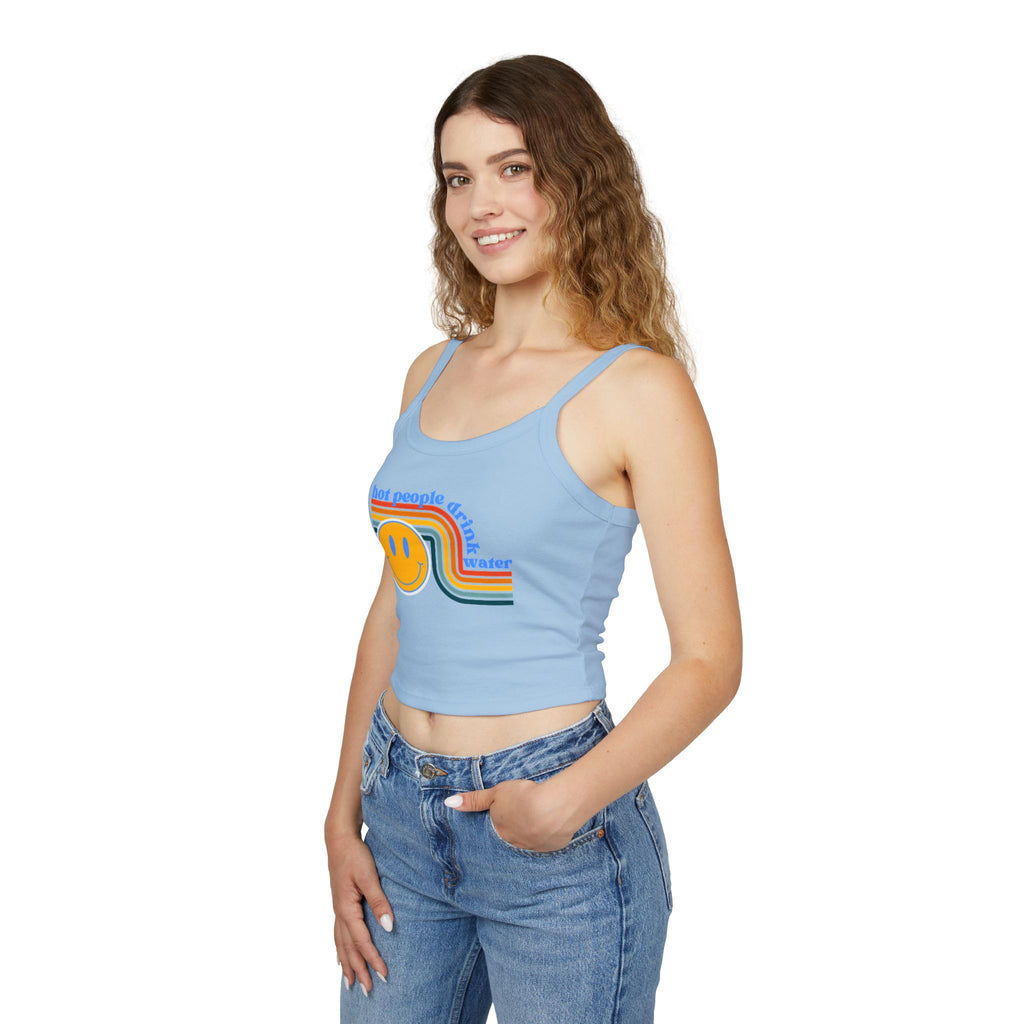 Retro Smiley Spaghetti Strap Tank Top | Trendy Crop Top for Summer Vibes, Beachwear, Gifts, Festivals, Cute Top