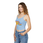 Retro Smiley Spaghetti Strap Tank Top | Trendy Crop Top for Summer Vibes, Beachwear, Gifts, Festivals, Cute Top