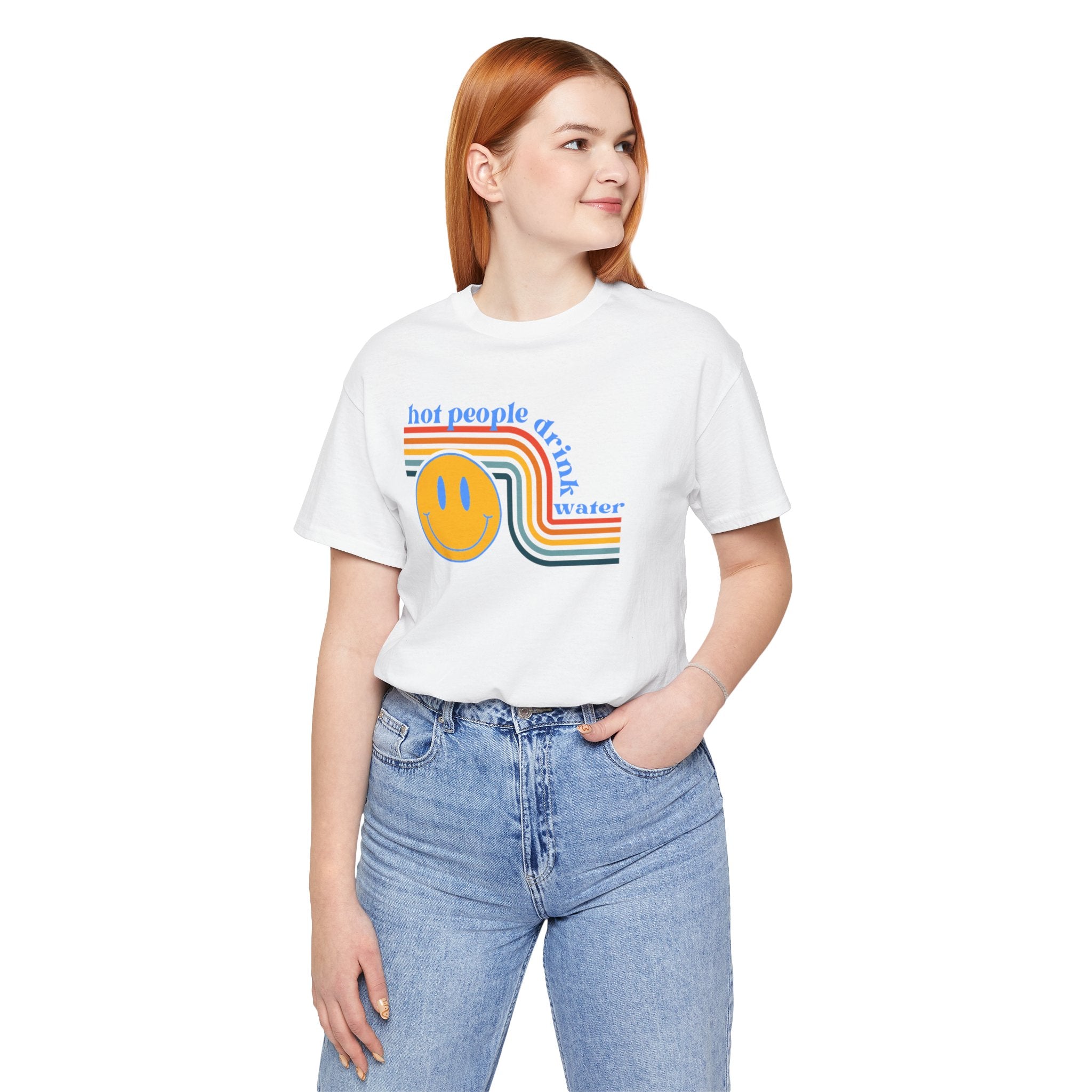 Smiley Water Quote Tee - Casual Summer Shirt, Gift for Friends, Fun Graphic Tee, Festival Wear, Hot Summer Vibes