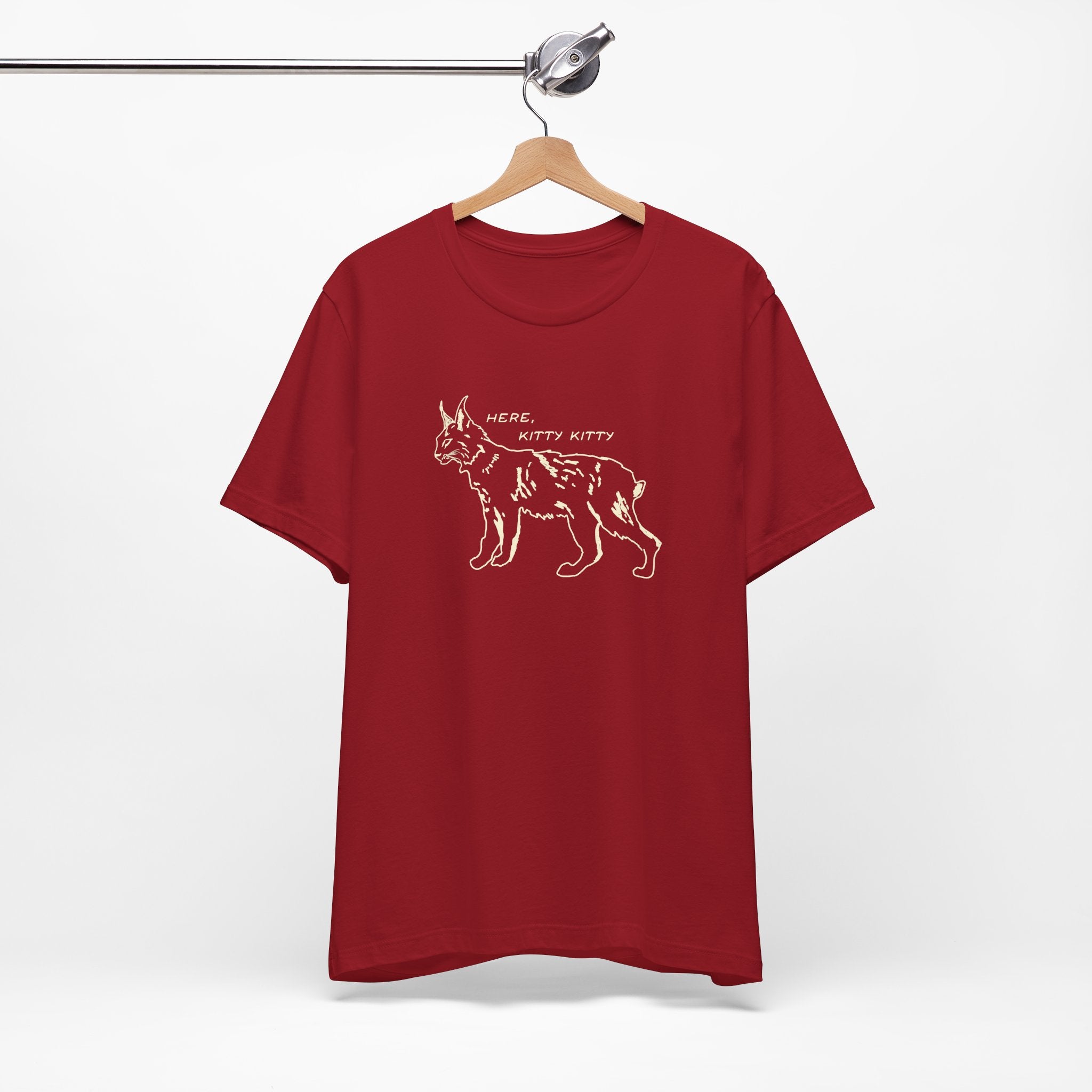 Here Kitty Kitty Unisex Tee, Bobcat T-Shirt, Funny Nature Tee, Gift for Wildlife Lovers, Cute Cat Apparel