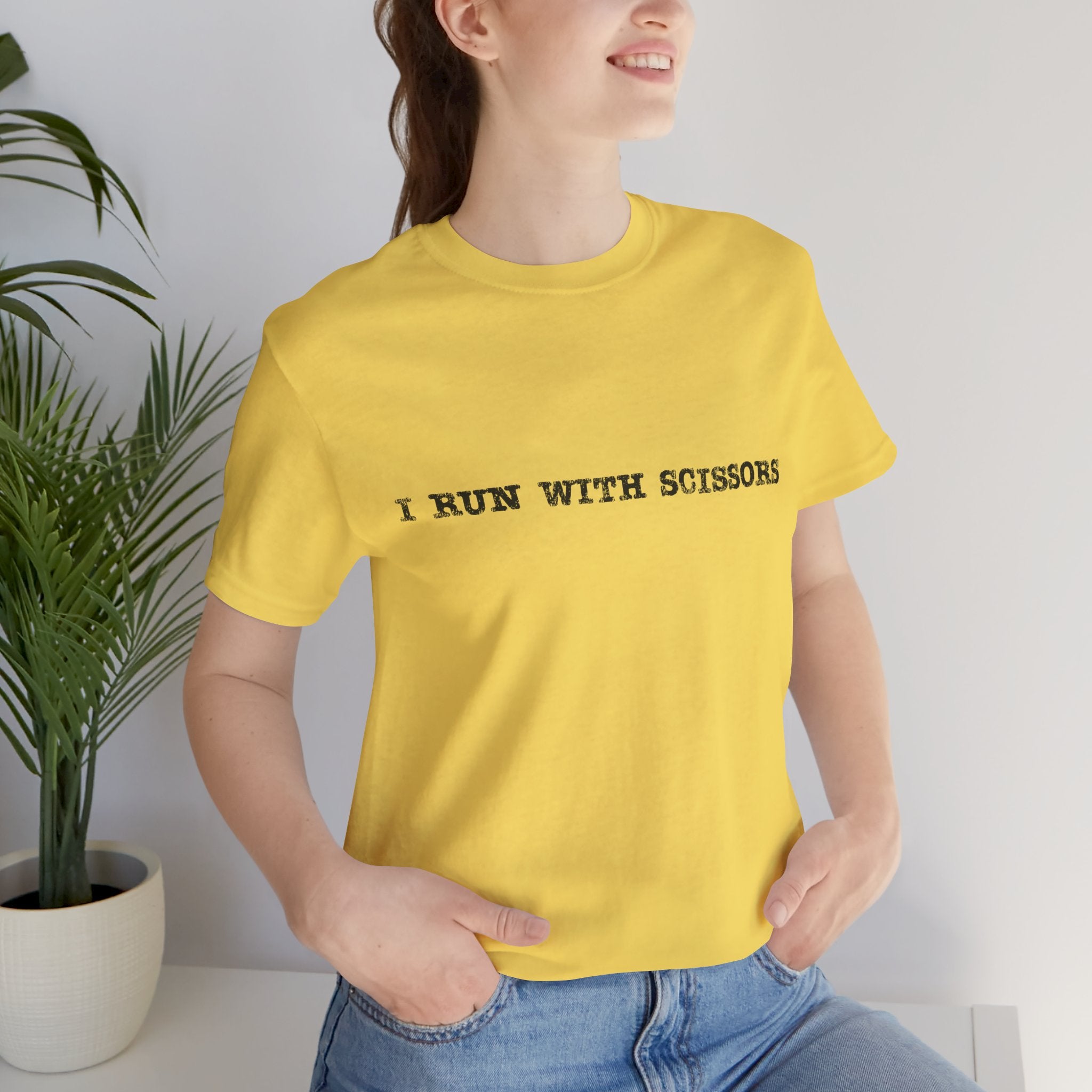 Fun Scissors Tee, Quirky Yellow T-Shirt for Crafters, Perfect Gift for Artists, Stylish Everyday Wear, Ideal for Summer