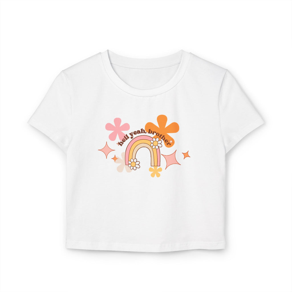 Colorful Rainbow Graphic Women's Baby Tee, Cute Cropped Top, Retro Floral Apparel, Summer Festival Shirt, Birthday Gift