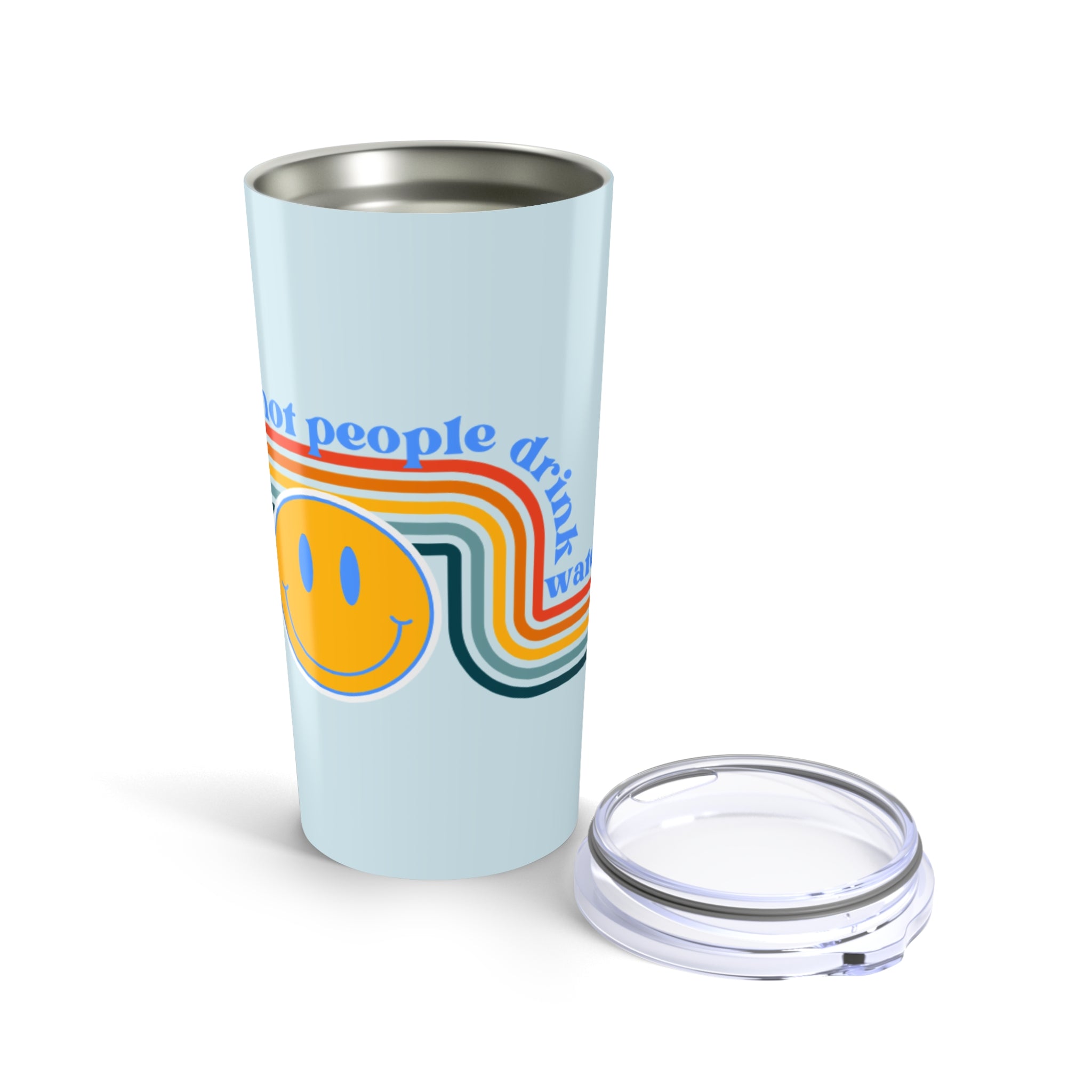 Hot People Drink Water Retro Smiley Face Tumbler 20oz | Fun Travel Mug | Summer Vibes, Everyday Use