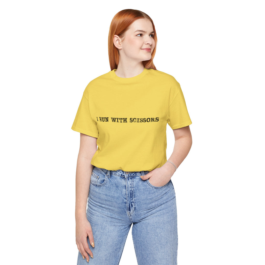 Fun Scissors Tee, Quirky Yellow T-Shirt for Crafters, Perfect Gift for Artists, Stylish Everyday Wear, Ideal for Summer