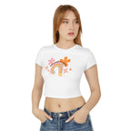 Colorful Rainbow Graphic Women's Baby Tee, Cute Cropped Top, Retro Floral Apparel, Summer Festival Shirt, Birthday Gift