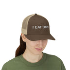 I Eat Dirt Snapback Trucker Cap, Outdoor Cap, Gift for Dirt Lovers, Casual Hat, Fun Cap for Nature Enthusiasts