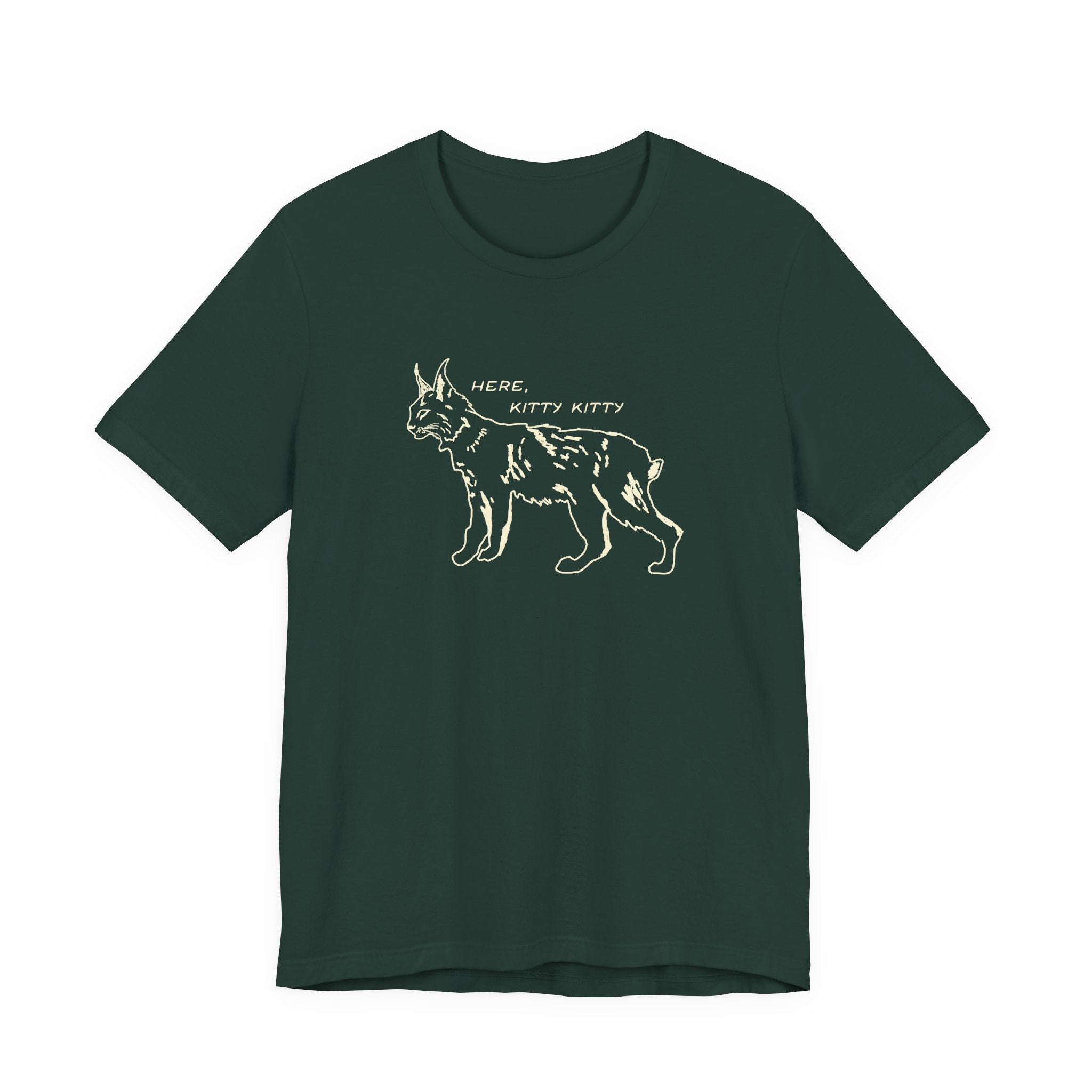 Here Kitty Kitty Unisex Tee, Bobcat T-Shirt, Funny Nature Tee, Gift for Wildlife Lovers, Cute Cat Apparel