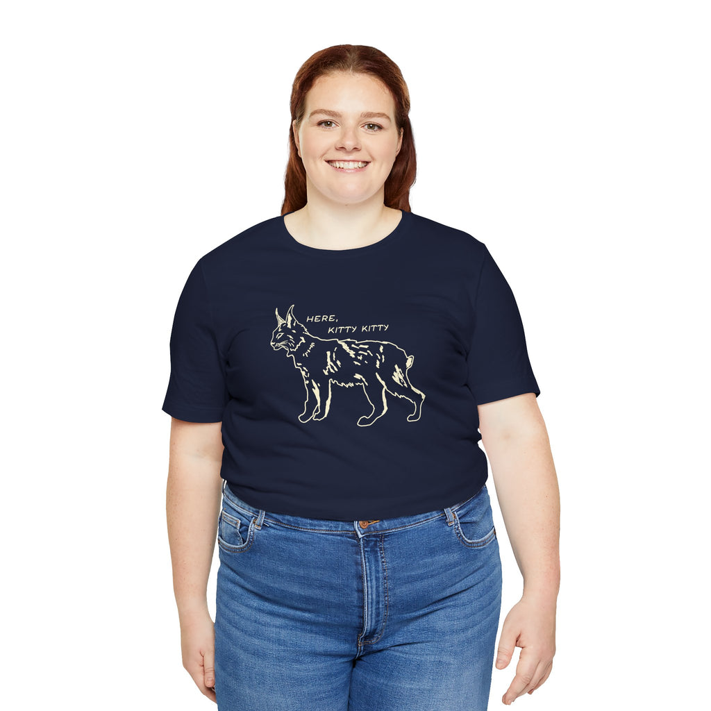 Here Kitty Kitty Unisex Tee, Bobcat T-Shirt, Funny Nature Tee, Gift for Wildlife Lovers, Cute Cat Apparel