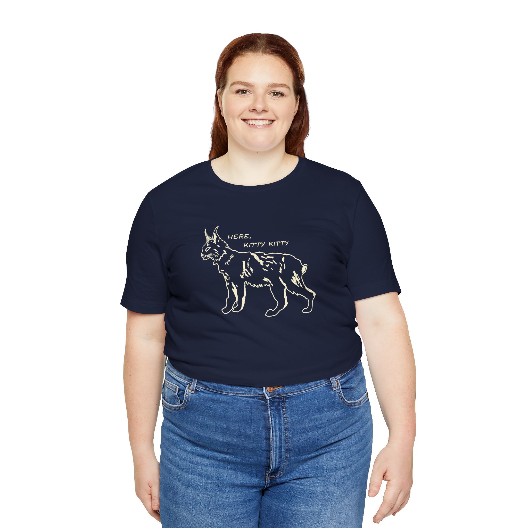 Here Kitty Kitty Unisex Tee, Bobcat T-Shirt, Funny Nature Tee, Gift for Wildlife Lovers, Cute Cat Apparel