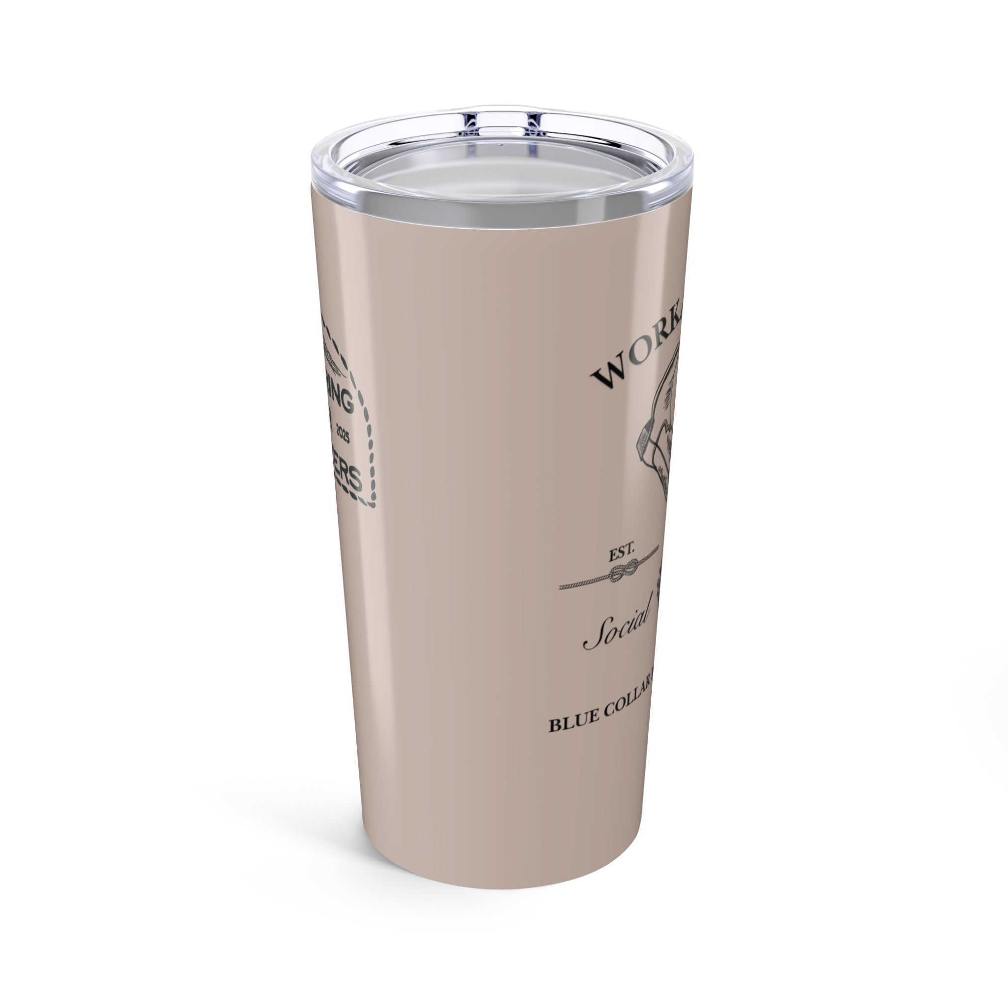 Workaholics Social Club 20oz Travel Tumbler with Vintage Design | Coffee Cup, Tea Mug, Gift for Travelers