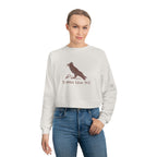 Women's Cropped Fleece Pullover with Crow Design, Trendy Sweatshirt, Cozy Layer, Gift for Western Lovers, Casual Wear, Fall Fashion