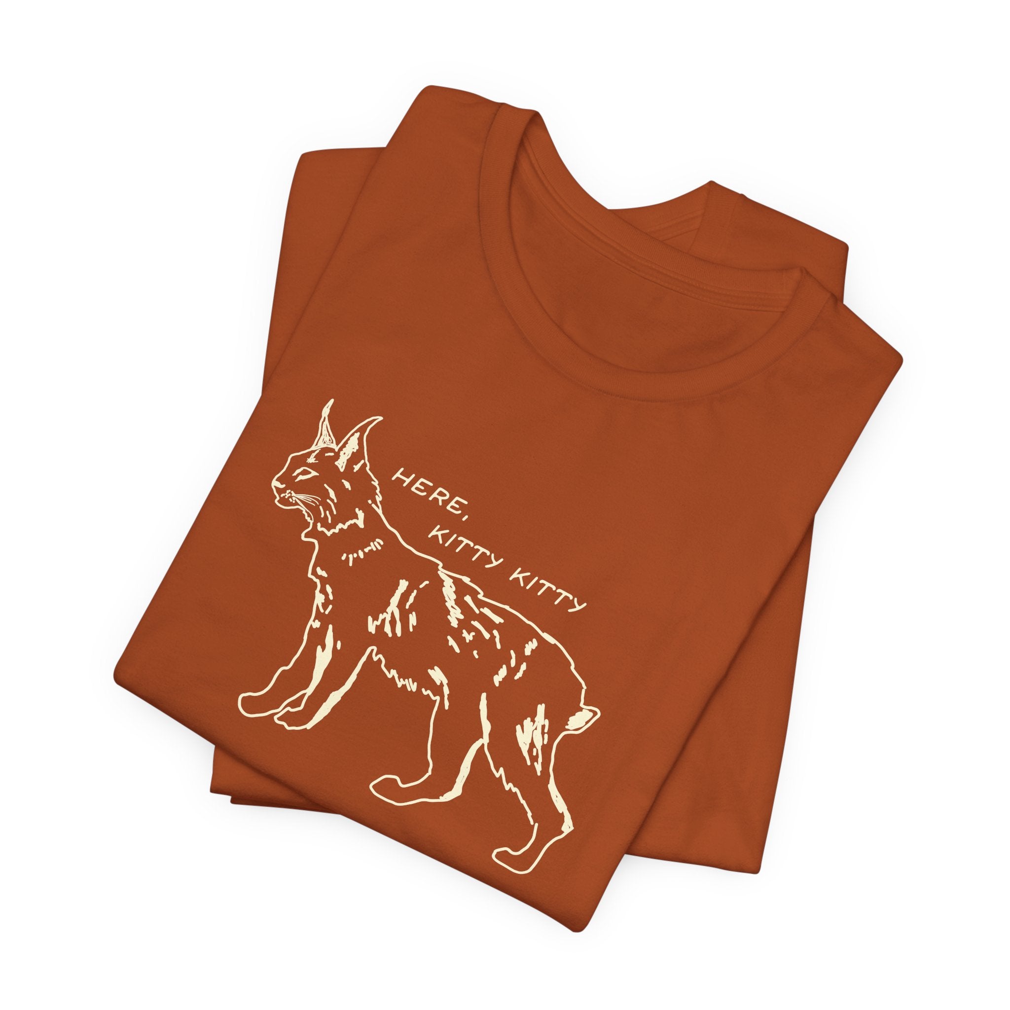 Here Kitty Kitty Unisex Tee, Bobcat T-Shirt, Funny Nature Tee, Gift for Wildlife Lovers, Cute Cat Apparel