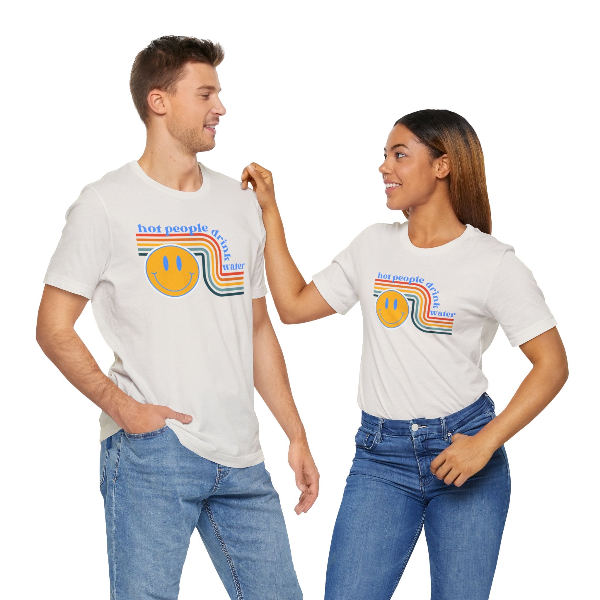 Smiley Water Quote Tee - Casual Summer Shirt, Gift for Friends, Fun Graphic Tee, Festival Wear, Hot Summer Vibes