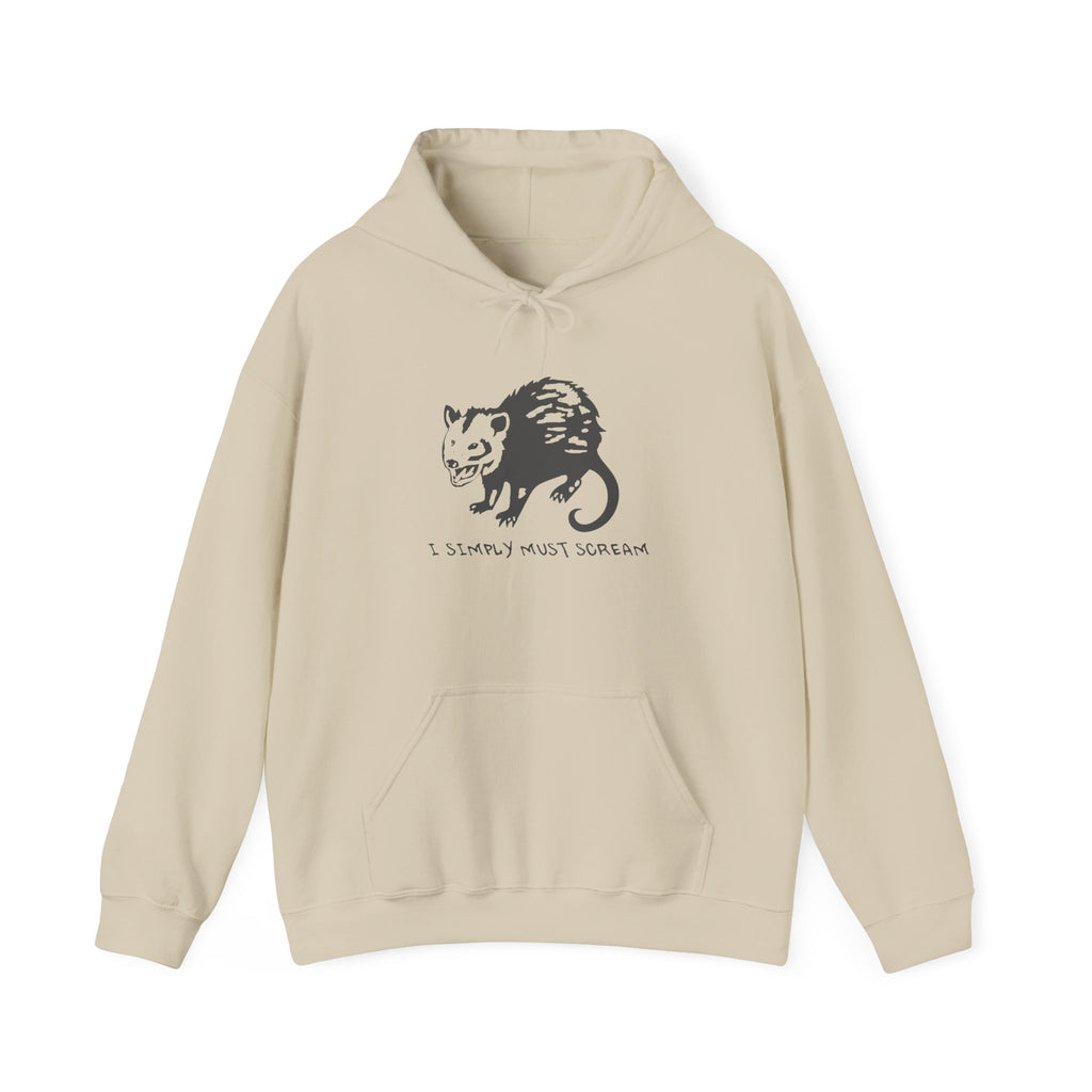 Opossum Graphic Hoodie, Unisex Sweatshirt for Animal Lovers, Cozy Pullover with Fun Text