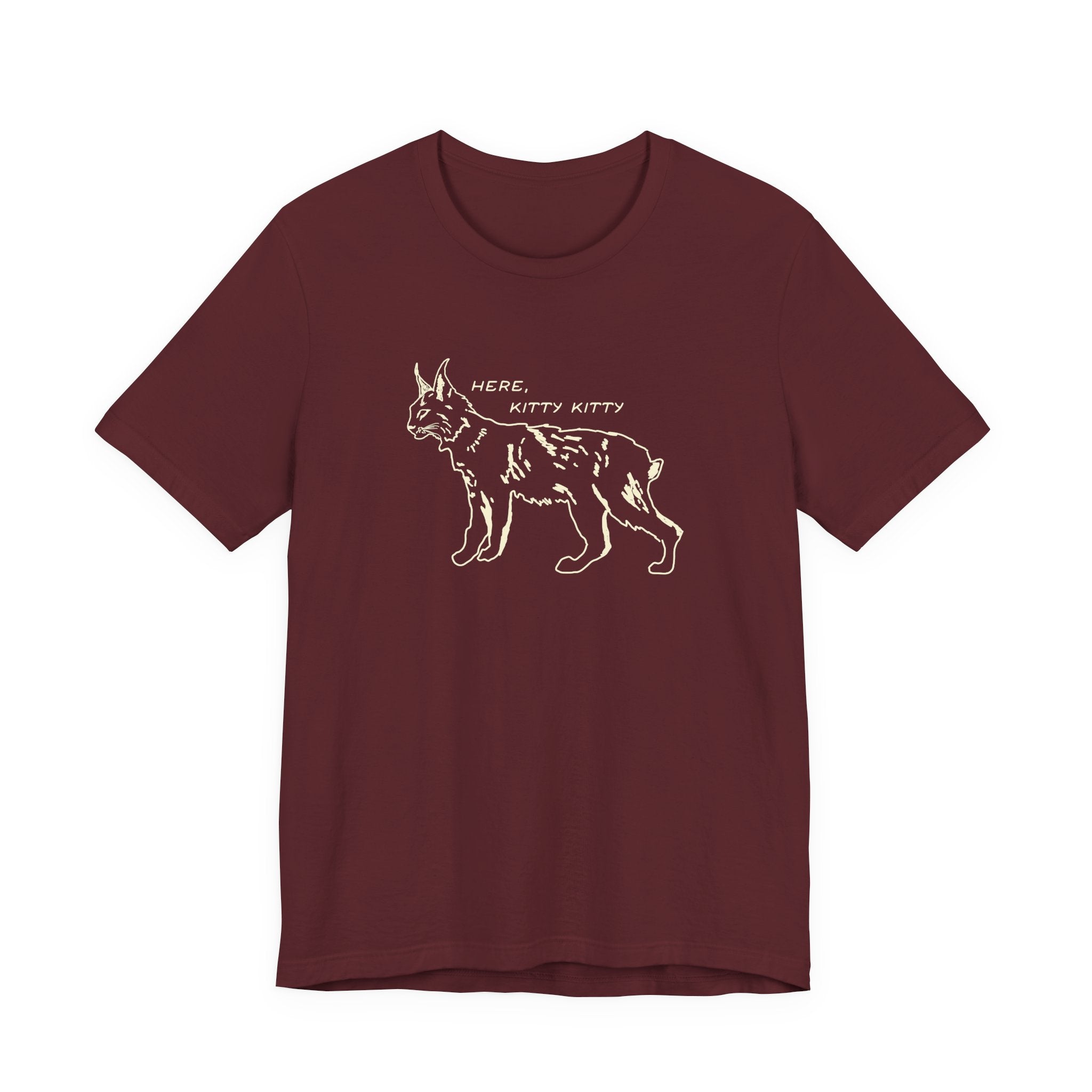 Here Kitty Kitty Unisex Tee, Bobcat T-Shirt, Funny Nature Tee, Gift for Wildlife Lovers, Cute Cat Apparel