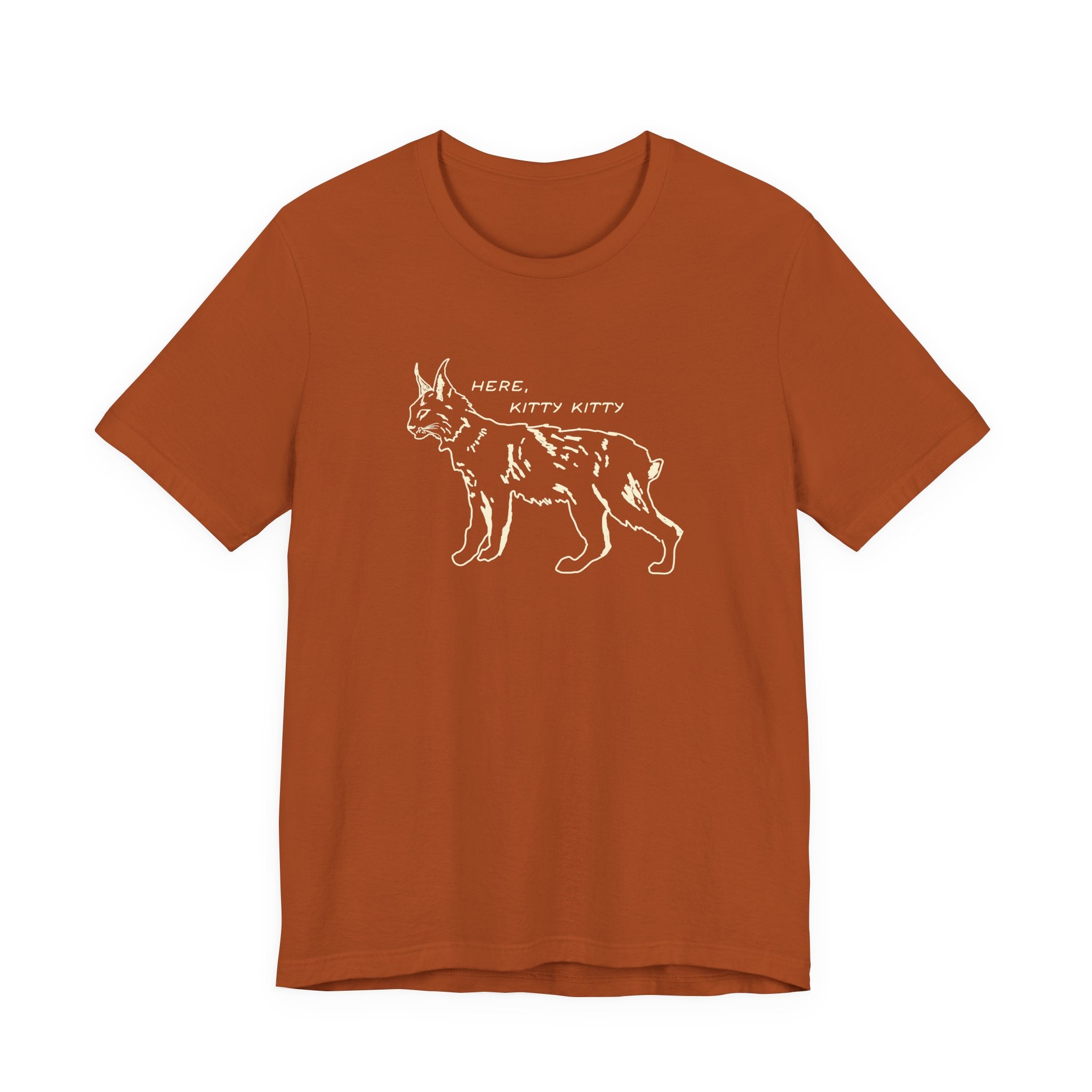 Here Kitty Kitty Unisex Tee, Bobcat T-Shirt, Funny Nature Tee, Gift for Wildlife Lovers, Cute Cat Apparel