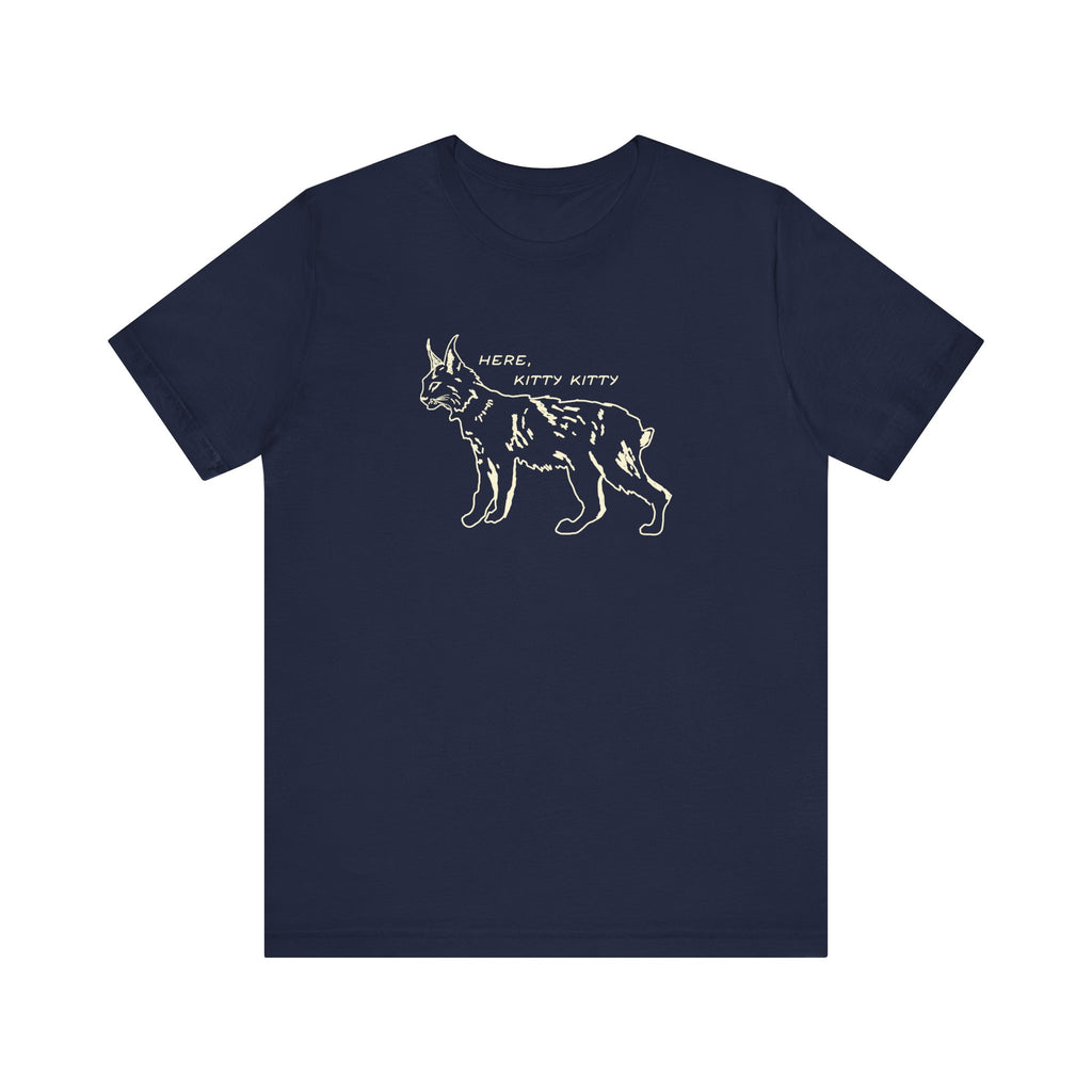 Here Kitty Kitty Unisex Tee, Bobcat T-Shirt, Funny Nature Tee, Gift for Wildlife Lovers, Cute Cat Apparel