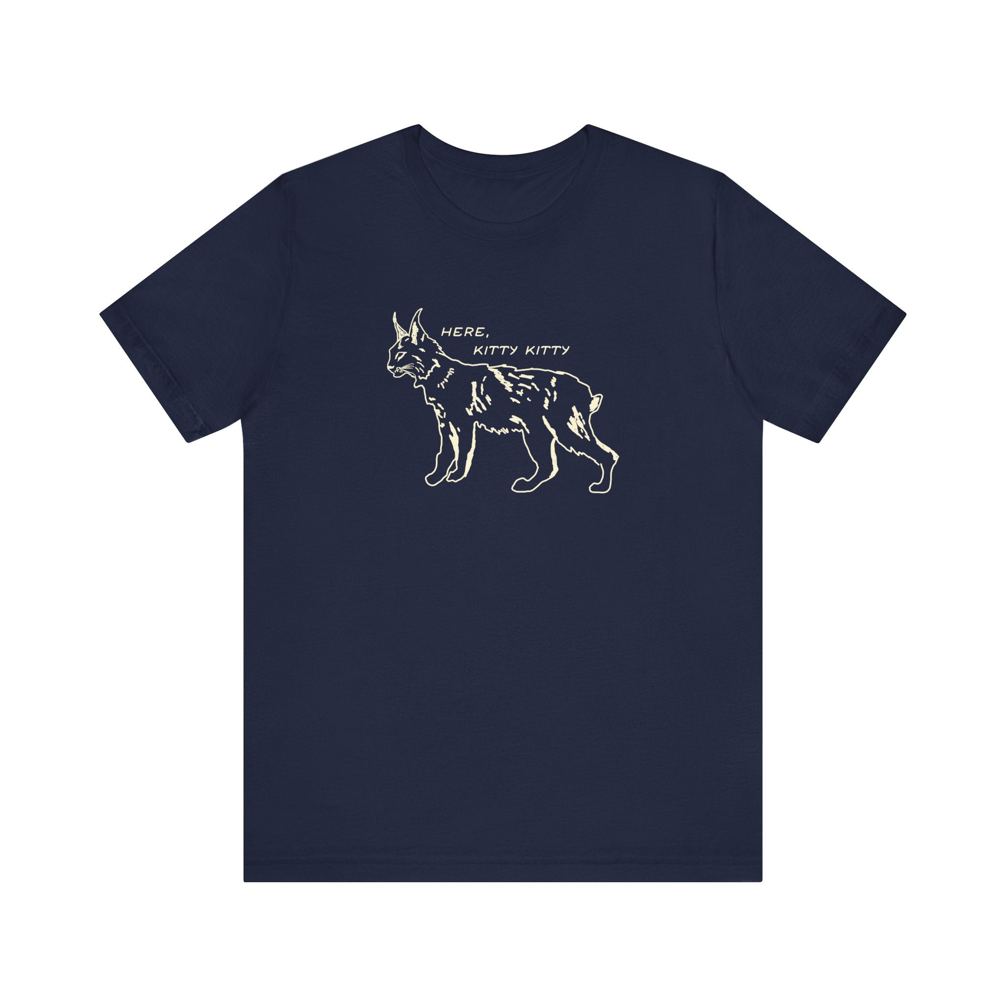 Here Kitty Kitty Unisex Tee, Bobcat T-Shirt, Funny Nature Tee, Gift for Wildlife Lovers, Cute Cat Apparel