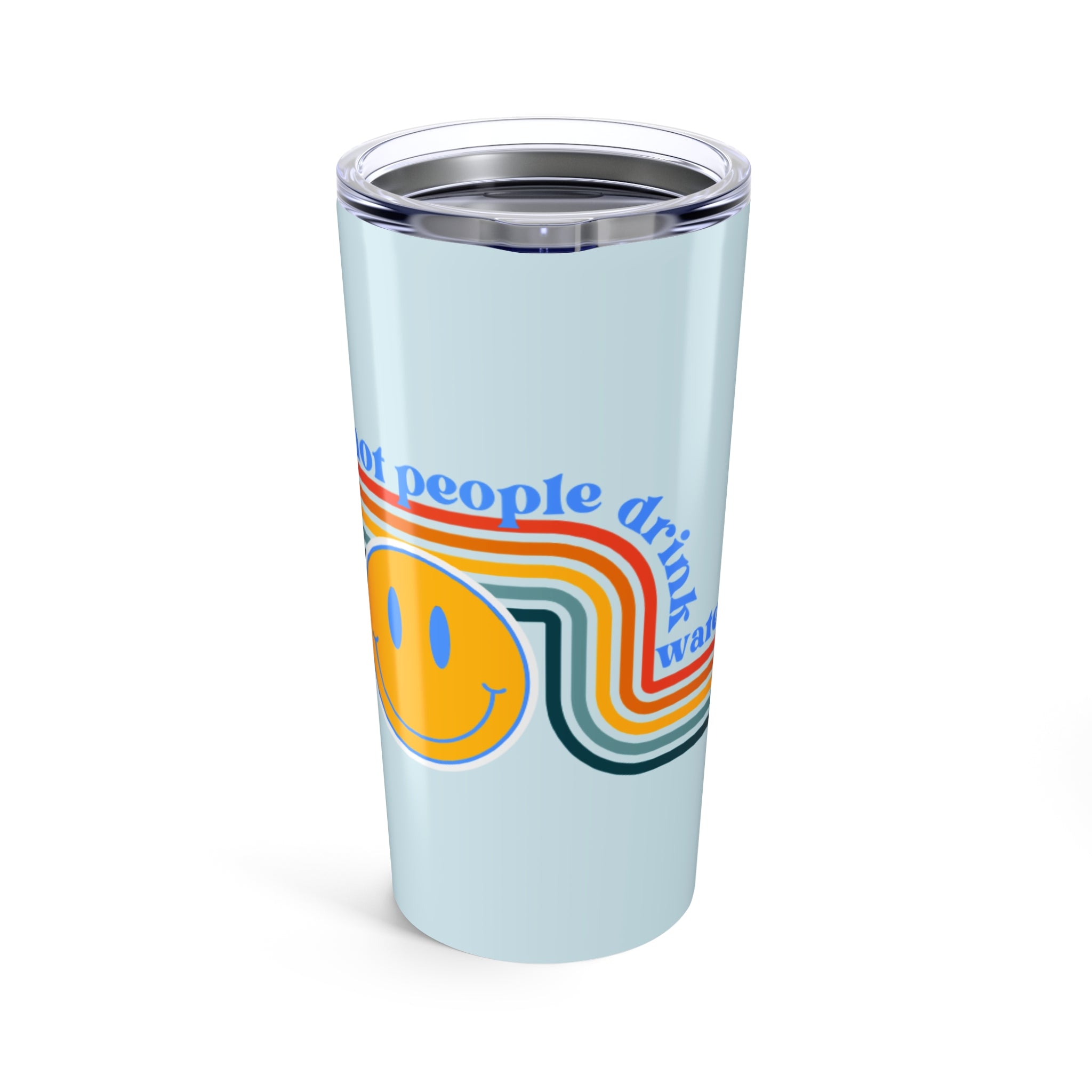 Hot People Drink Water Retro Smiley Face Tumbler 20oz | Fun Travel Mug | Summer Vibes, Everyday Use