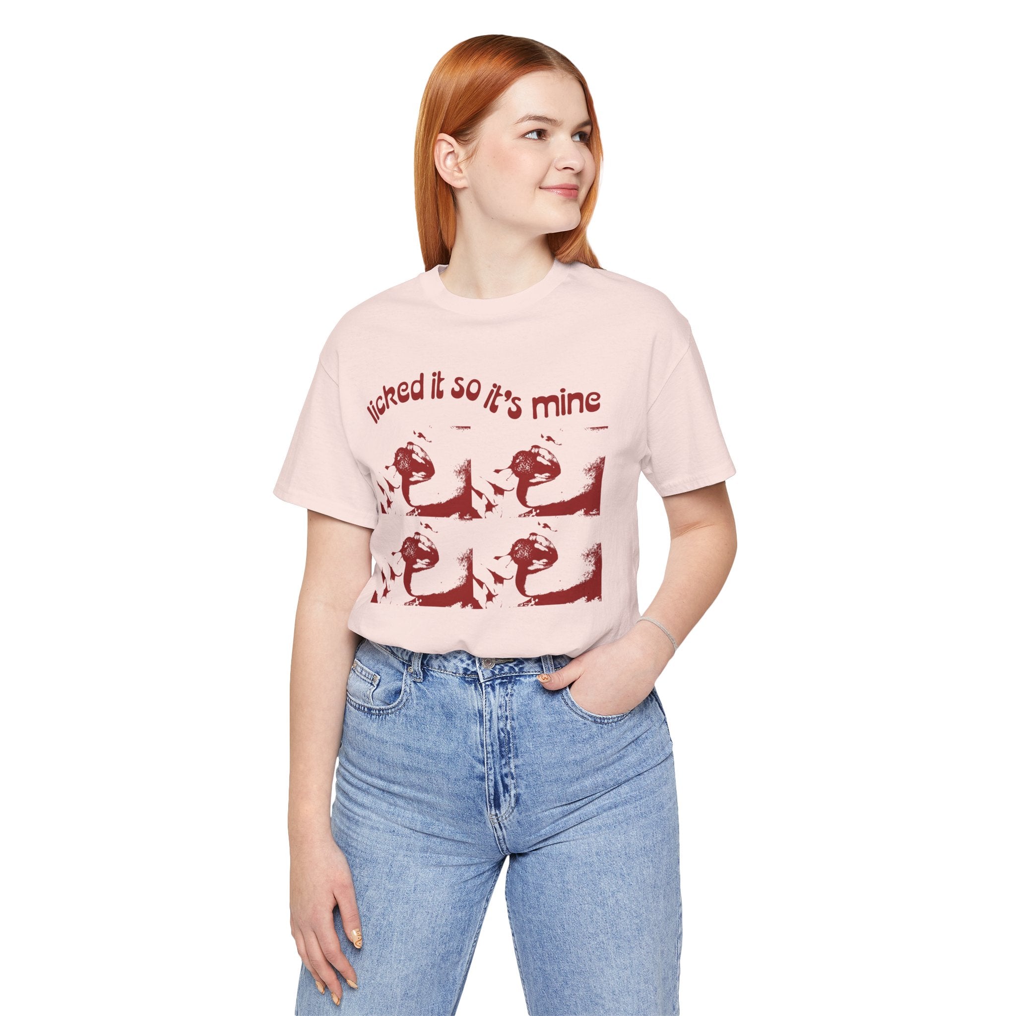 Licked It So It's Mine Unisex Short Sleeve Tee - Fun Graphic Shirt, Flirty Casual Wear, Birthday Gift, Funny T-Shirt