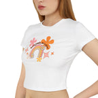 Colorful Rainbow Graphic Women's Baby Tee, Cute Cropped Top, Retro Floral Apparel, Summer Festival Shirt, Birthday Gift