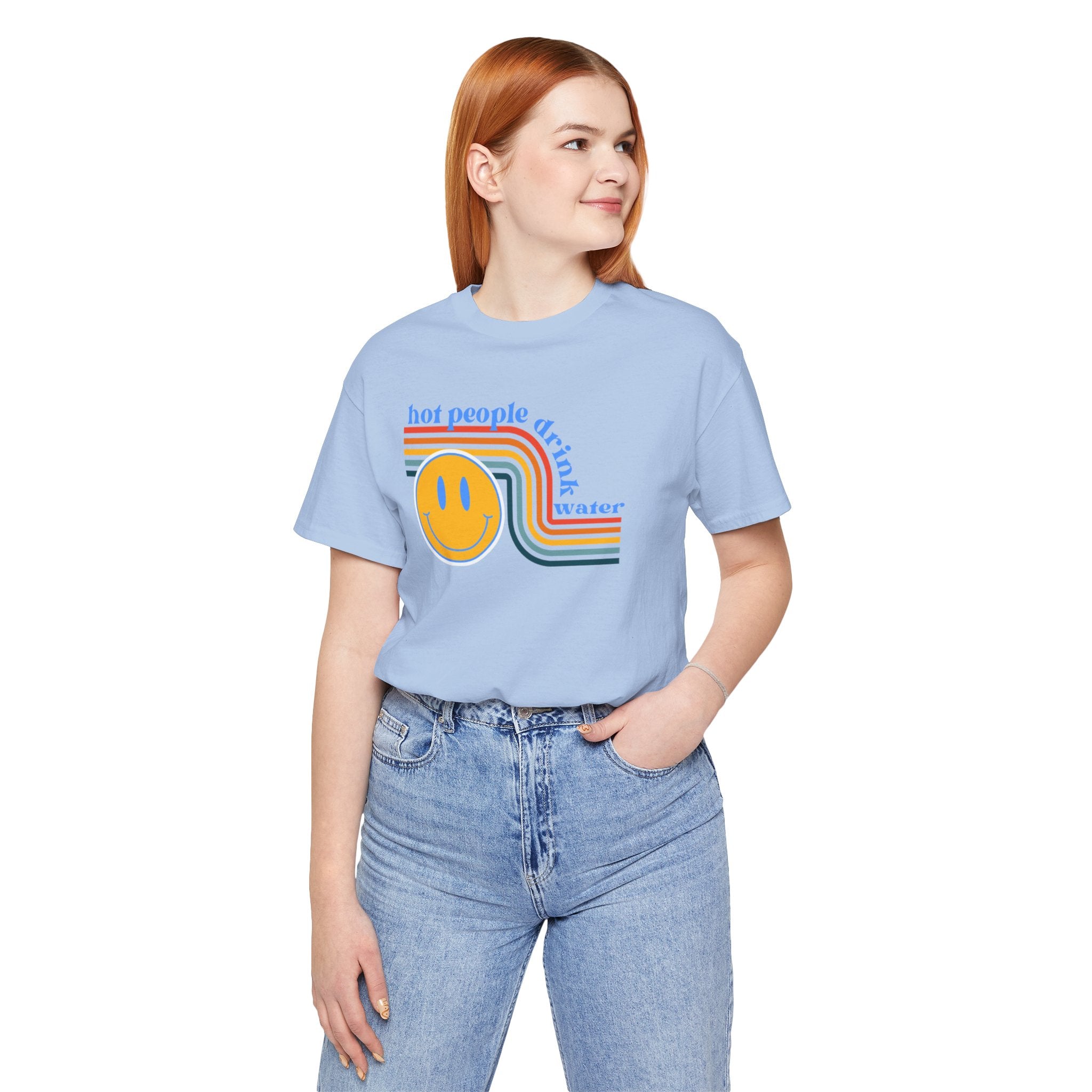 Smiley Water Quote Tee - Casual Summer Shirt, Gift for Friends, Fun Graphic Tee, Festival Wear, Hot Summer Vibes
